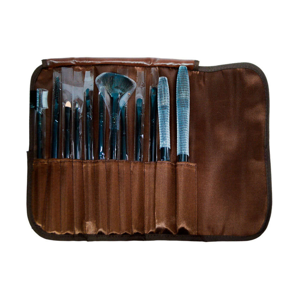 SET DE BROCHAS Y PINCELES POR 12 PIEZAS CON ESTUCHE PARA MAQUILLAJE