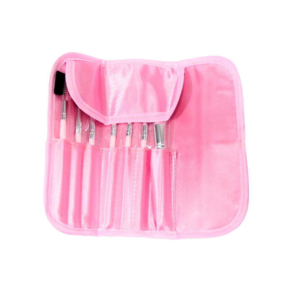 SET DE BROCHAS Y PINCELES POR 7 PIEZAS CON ESTUCHE PARA MAQUILLAJE
