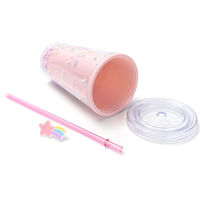 VASO PLASTICO INFANTIL CON LENTEJUELAS 450ML