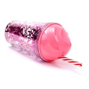 VASO PLASTICO LENTEJUELAS CON SORBETE 300ML