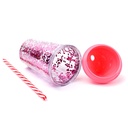 VASO PLASTICO LENTEJUELAS CON SORBETE 300ML