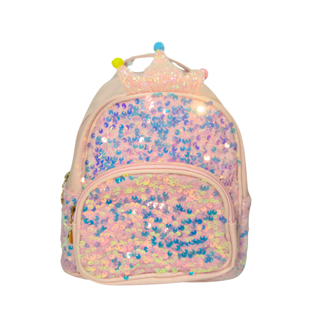 MOCHILA INFANTIL LENTEJUELA Y CORONA