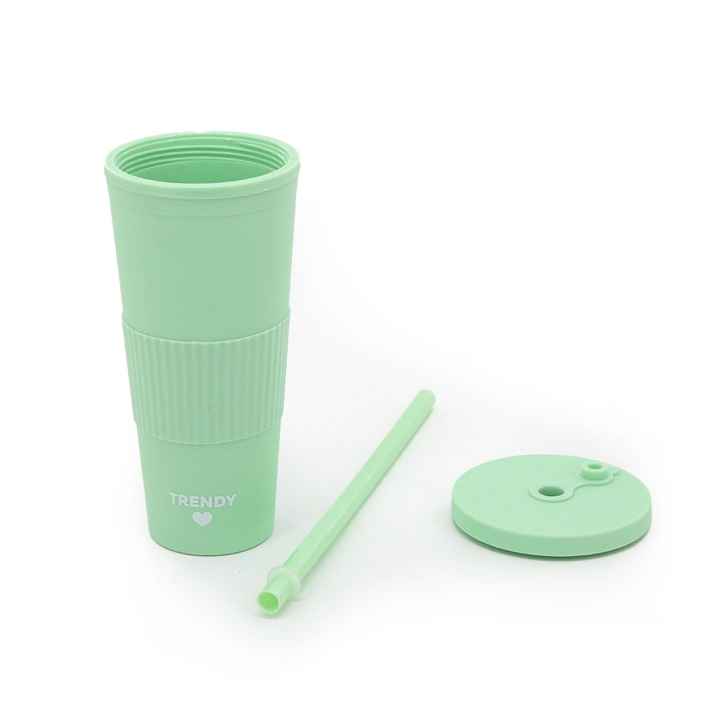 VASO PLASTICO CON SORBETE TRENDY
