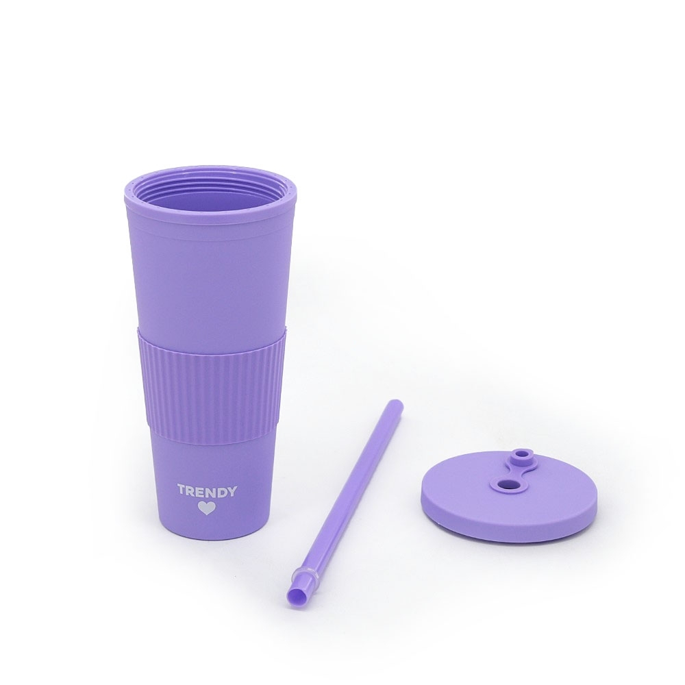 VASO PLASTICO CON SORBETE TRENDY