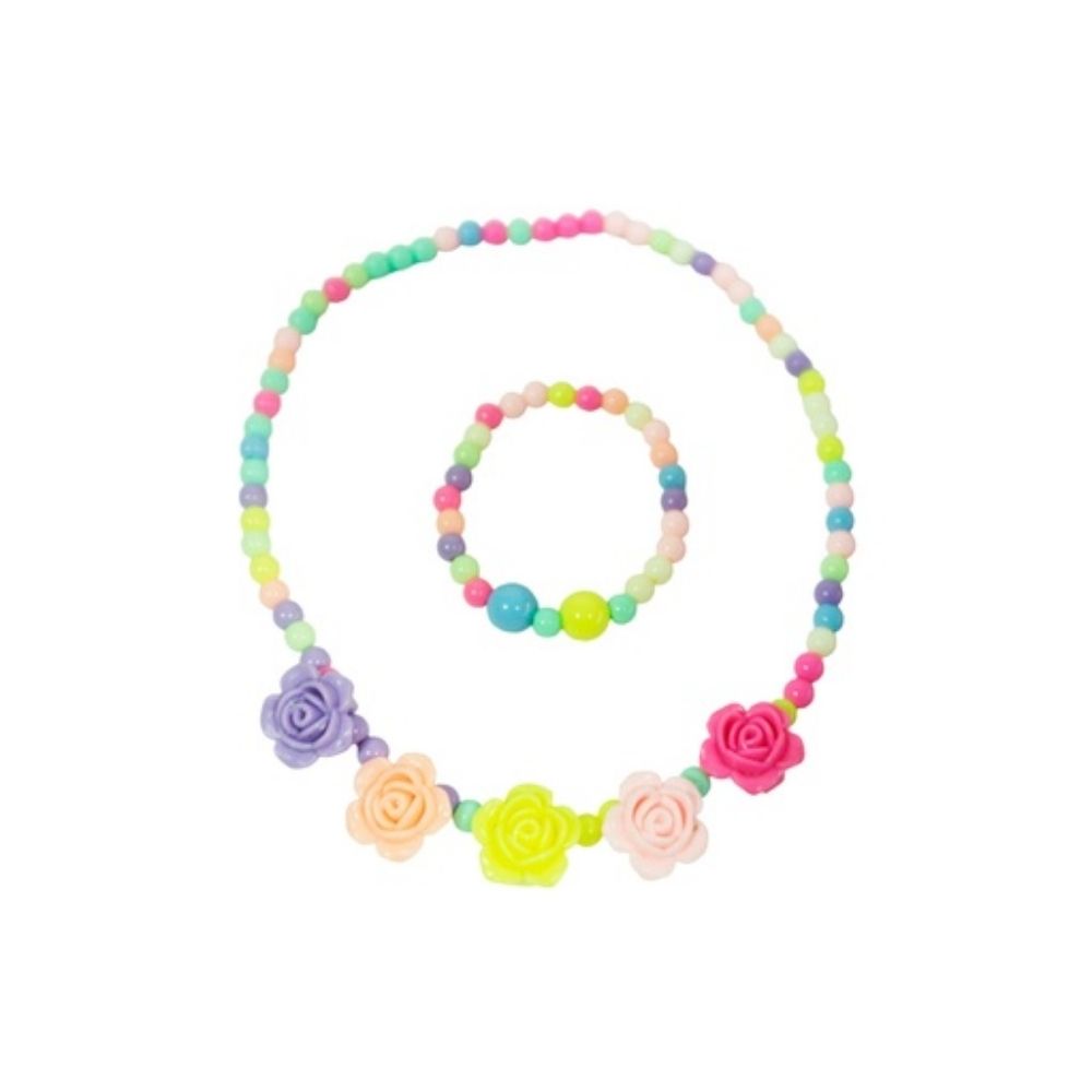 COLLAR + PULSERA CUENTAS DE COLORES