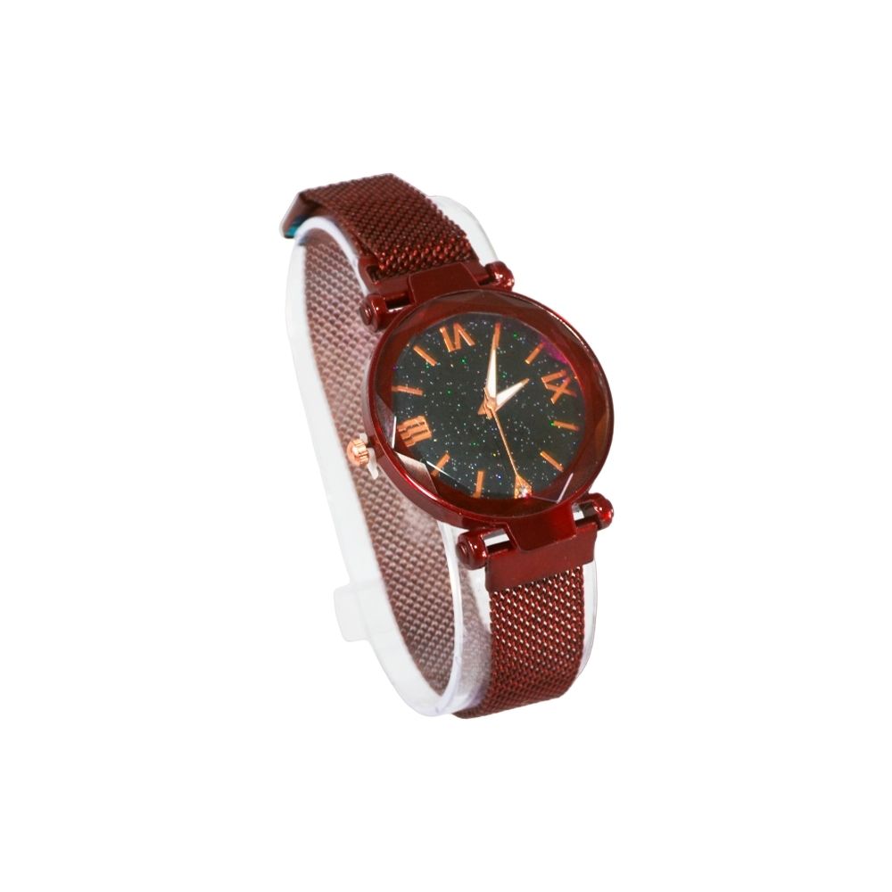 RELOJ CON BRILLO MALLA METALICA