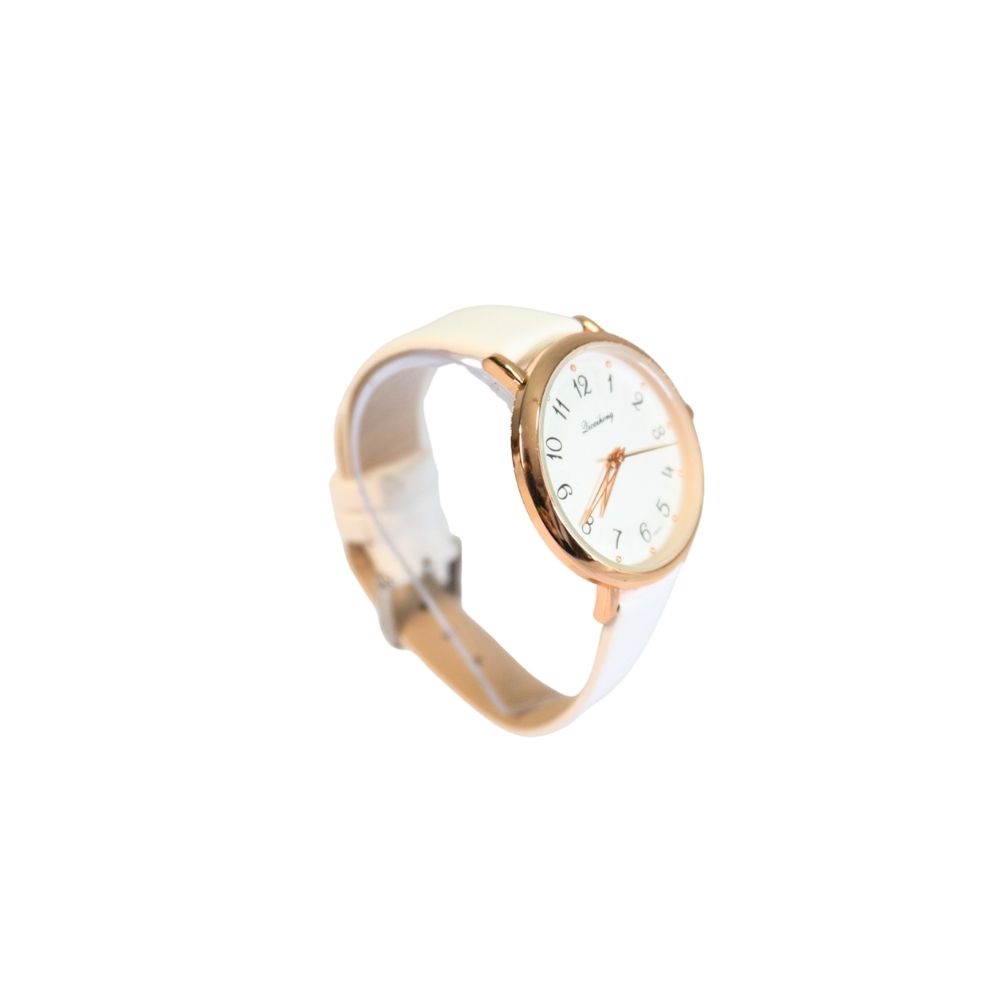 RELOJ MALLA DE CUERINA CON BORDE DORADO