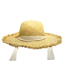 [34748] CAPELINA DE RAFIA CON FLECOS Y CINTA BRODERIE