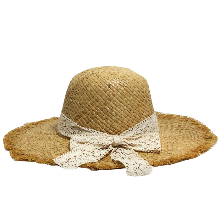 [34748] CAPELINA DE RAFIA CON FLECOS Y CINTA BRODERIE