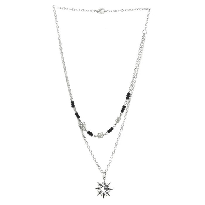 [31581] COLLAR CADENA DOBLE DIJE MARINO FLOR CARACOL SOL