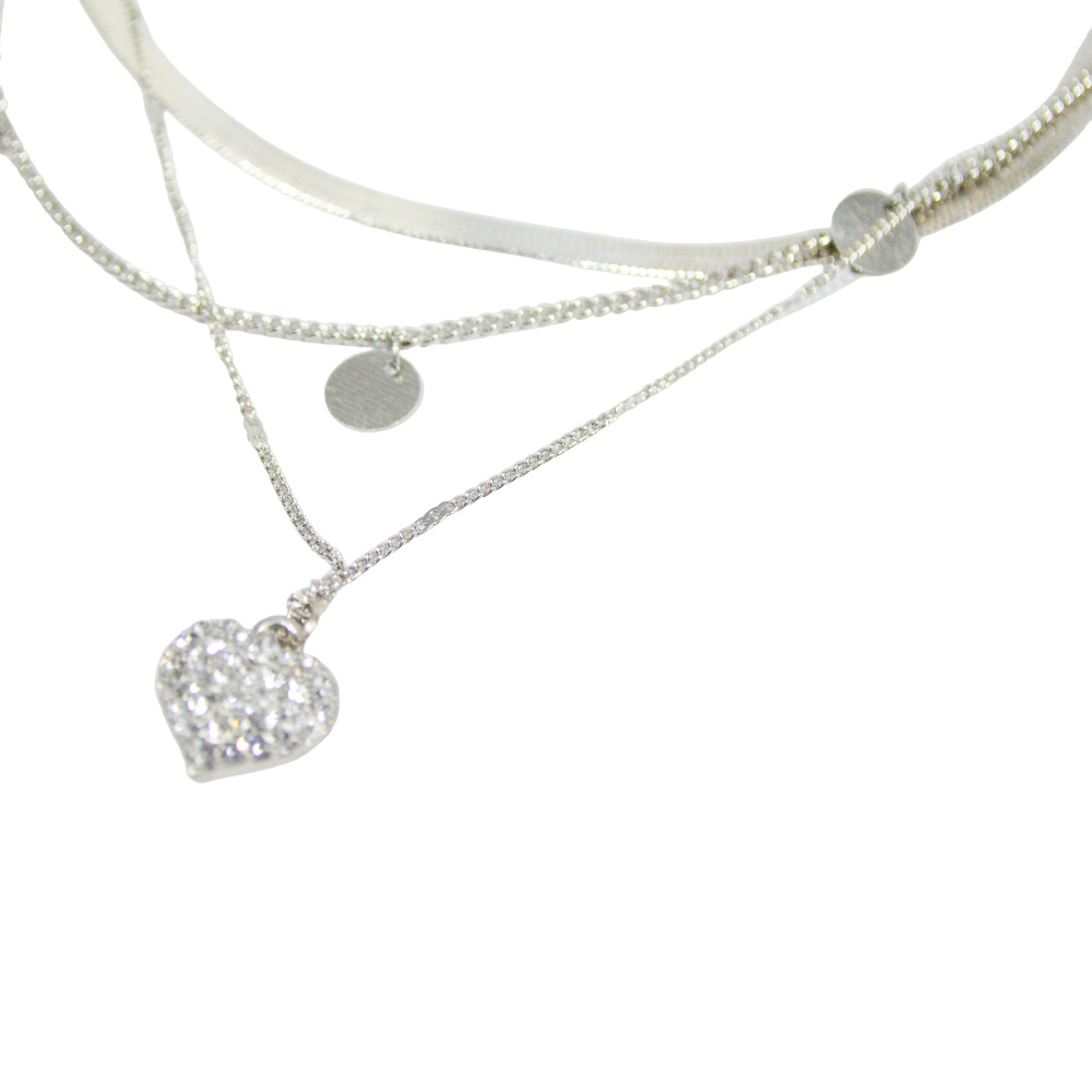 COLLAR MIXTO CON DIJE DE CORAZON CON STRASS