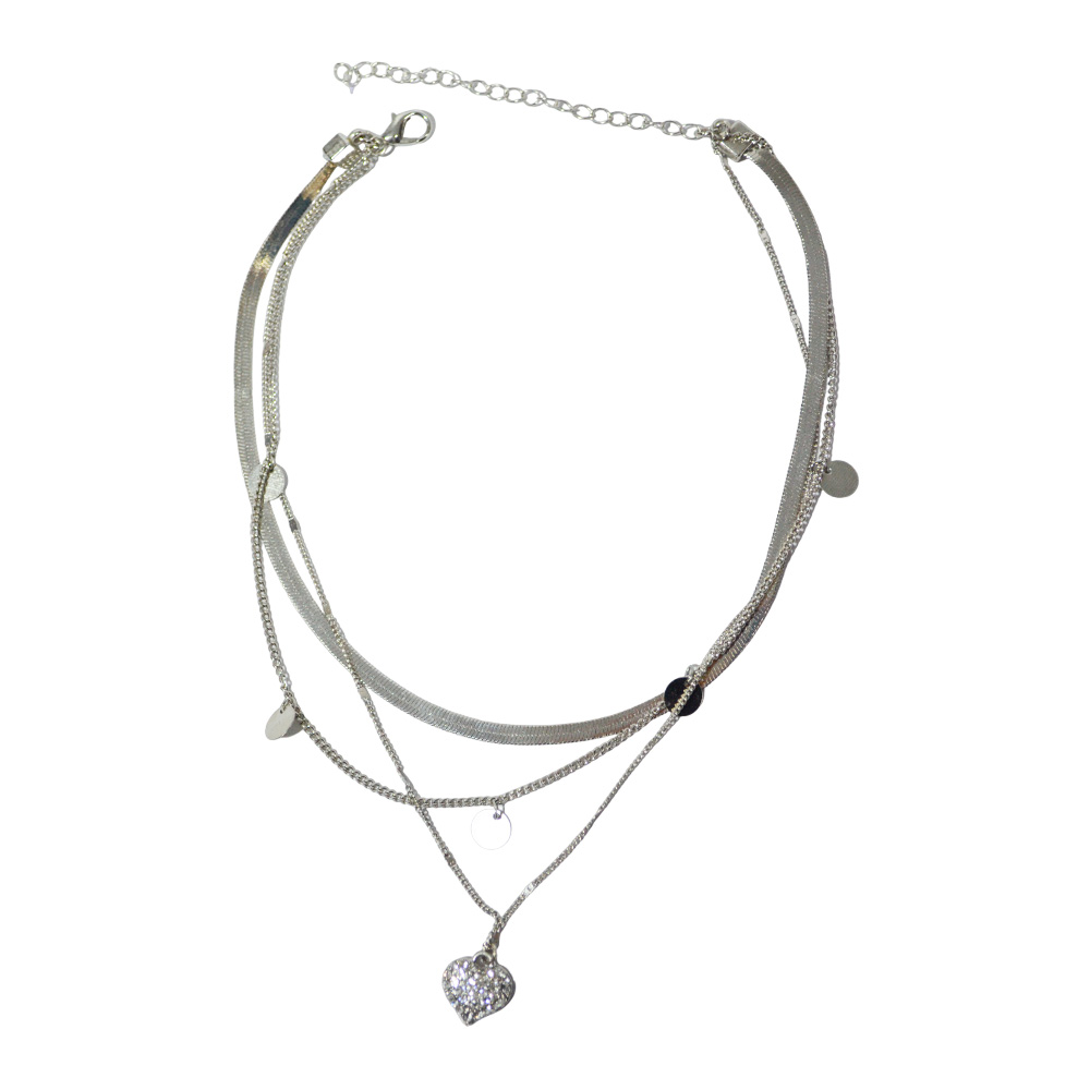 COLLAR MIXTO CON DIJE DE CORAZON CON STRASS