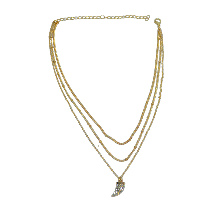 COLLAR TRIPLE DIJE COLMILLO STRASS