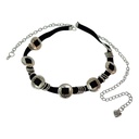 FAJIN GAMUZA CON CUENTAS METAL Y CADENAS FINAL CORAZON