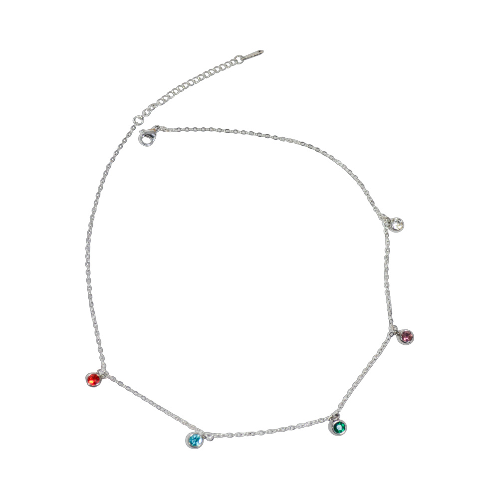 GARGANTILLA ACERO CON DIJES STRASS EN COLORES