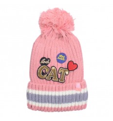 GORRO CON POMPON Y BORDADO INFLUENCER