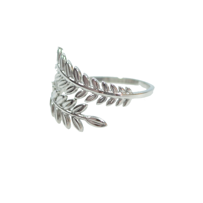 ANILLO PLATEADO ACERO HOJAS