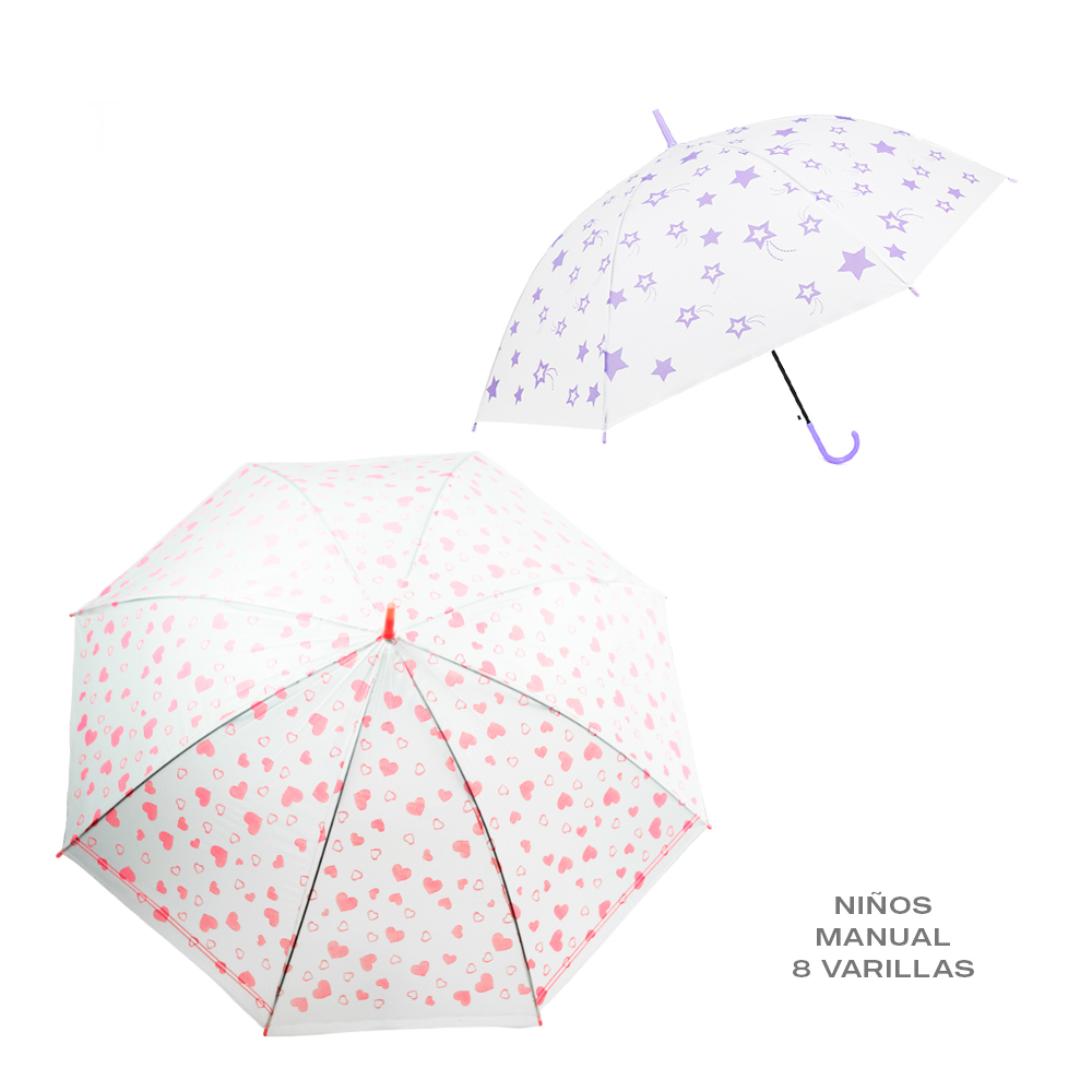 PARAGUAS INFANTIL ESTRELLAS Y CORAZONES