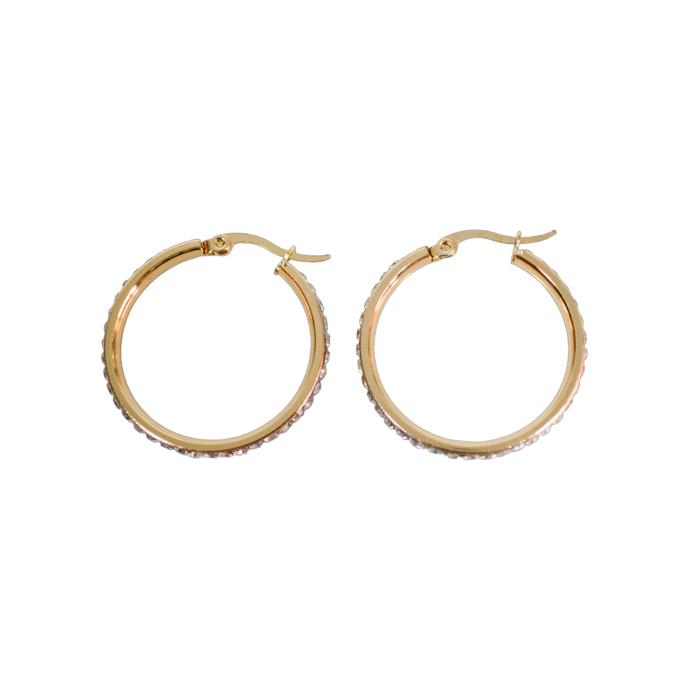 AROS ACERO ARGOLLA DORADA CON STRASS