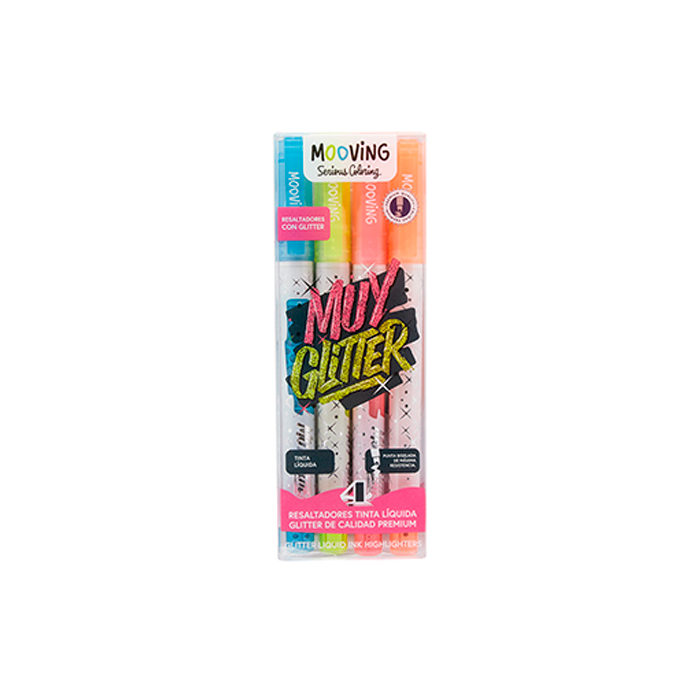 RESALTADOR GLITTER POR 4 COLORES