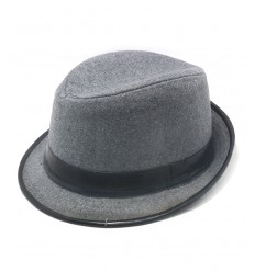 SOMBRERO FEDORO CON BORDE Y CINTA SIMIL CUERO