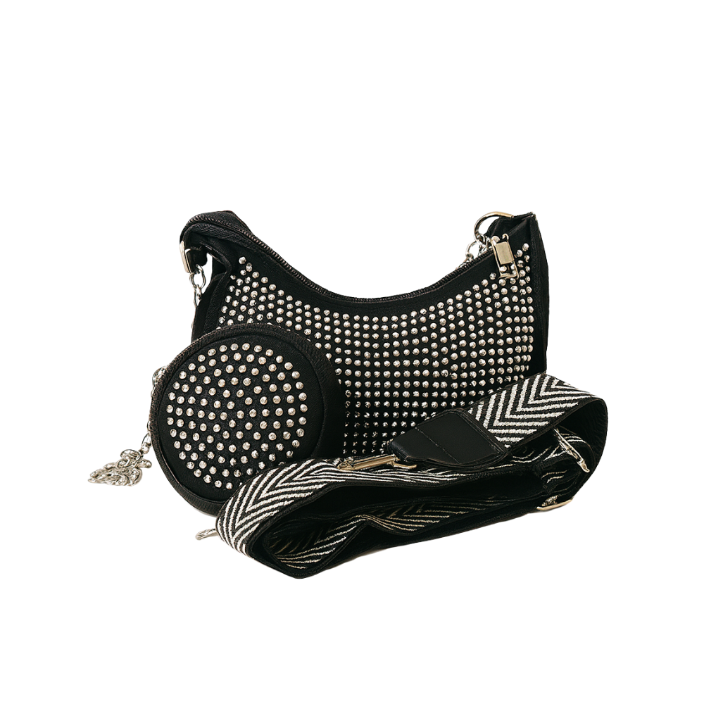 CARTERA STRASS CON MONEDERO Y CORREA