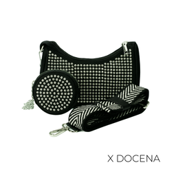 CARTERA STRASS CON MONEDERO Y CORREA X12