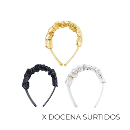 VINCHA COLOR LISO FRUNCIDA LAME X12