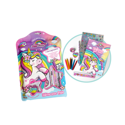 LIBRO PARA PINTAR + ACCESORIOS UNICORNIO