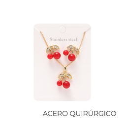 SET COLLAR + AROS CHERRY ACERO