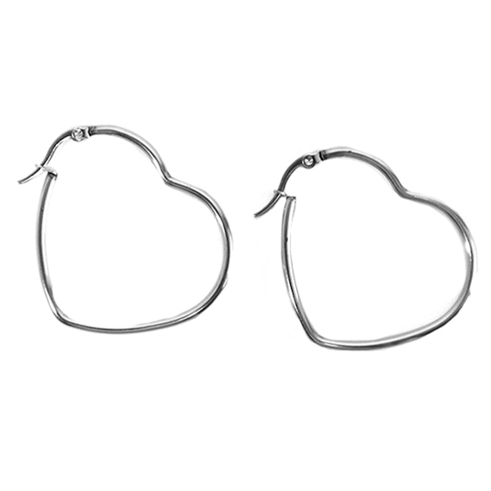 AROS DE ACERO CORAZON PLATEADO 70MM
