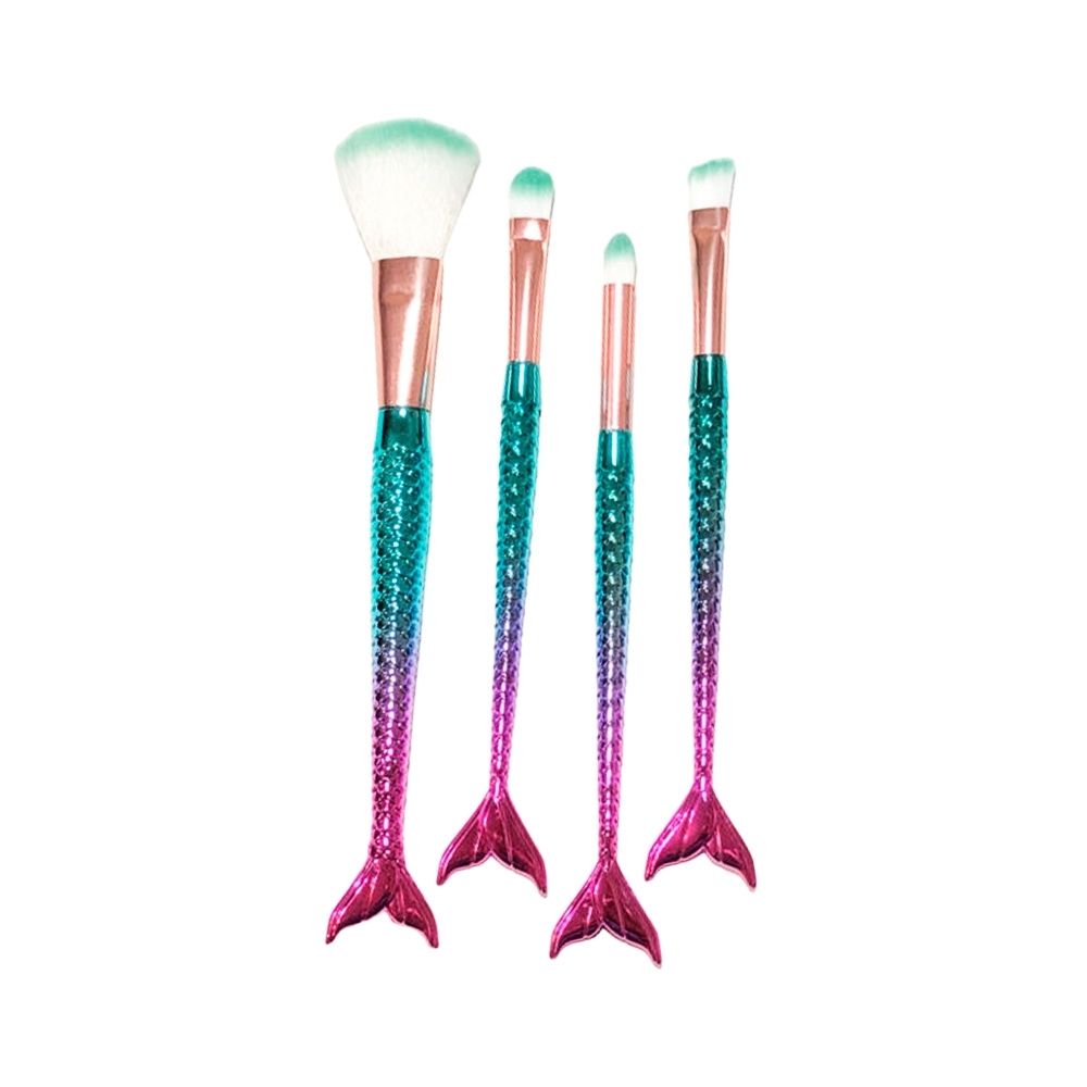 SET BROCHA MAKE UP FORMA COLA SIRENA