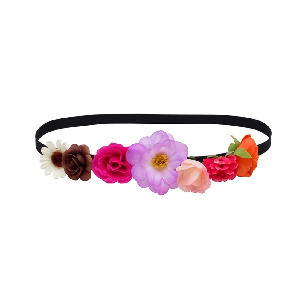 VINCHA ELASTICA CON FLORES TELA