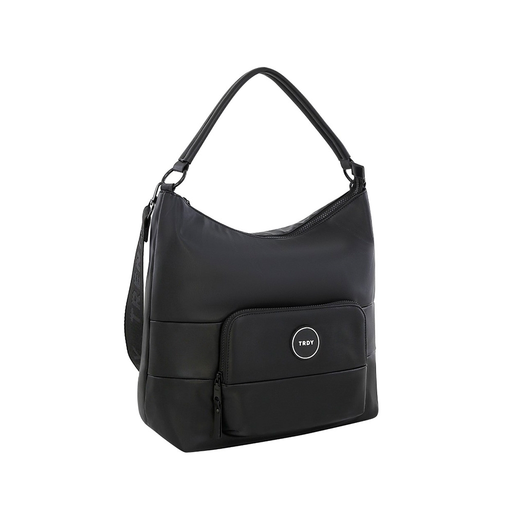 CARTERA COLOR LISO APLIQUE SIMIL CUERO TRENDY
