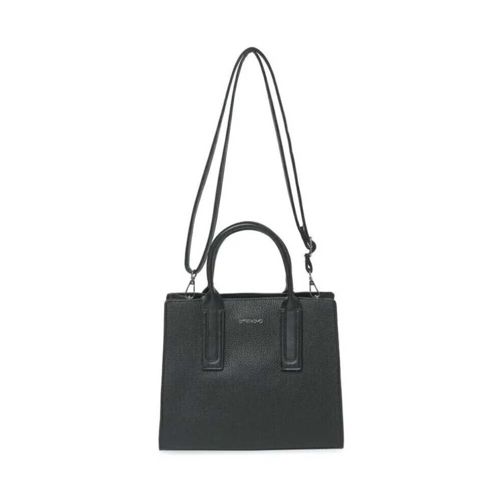 CARTERA COLOR LISO TIRAS SIMIL CUERO TRENDY