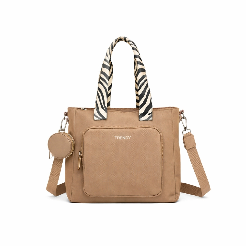CARTERA CON MANIJA ESTAMPADA SIMIL CUERO TRENDY