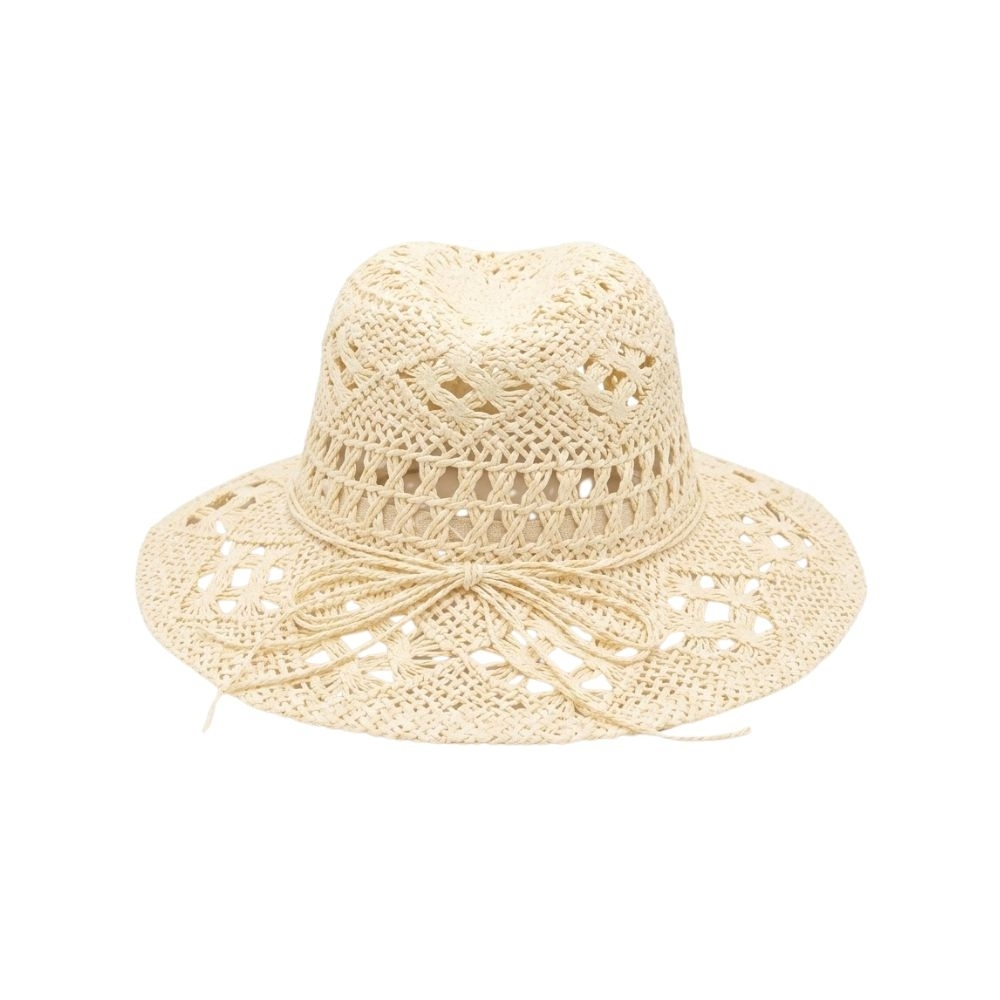 SOMBRERO DE RAFIA CALADO CON LAZO DECORATIVO