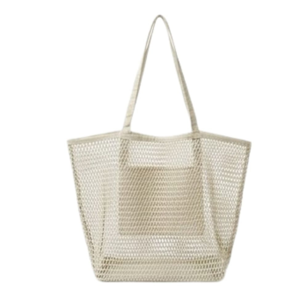 BOLSO PLAYERO TEJIDO DE RED CON BOLSILLO INTERNO