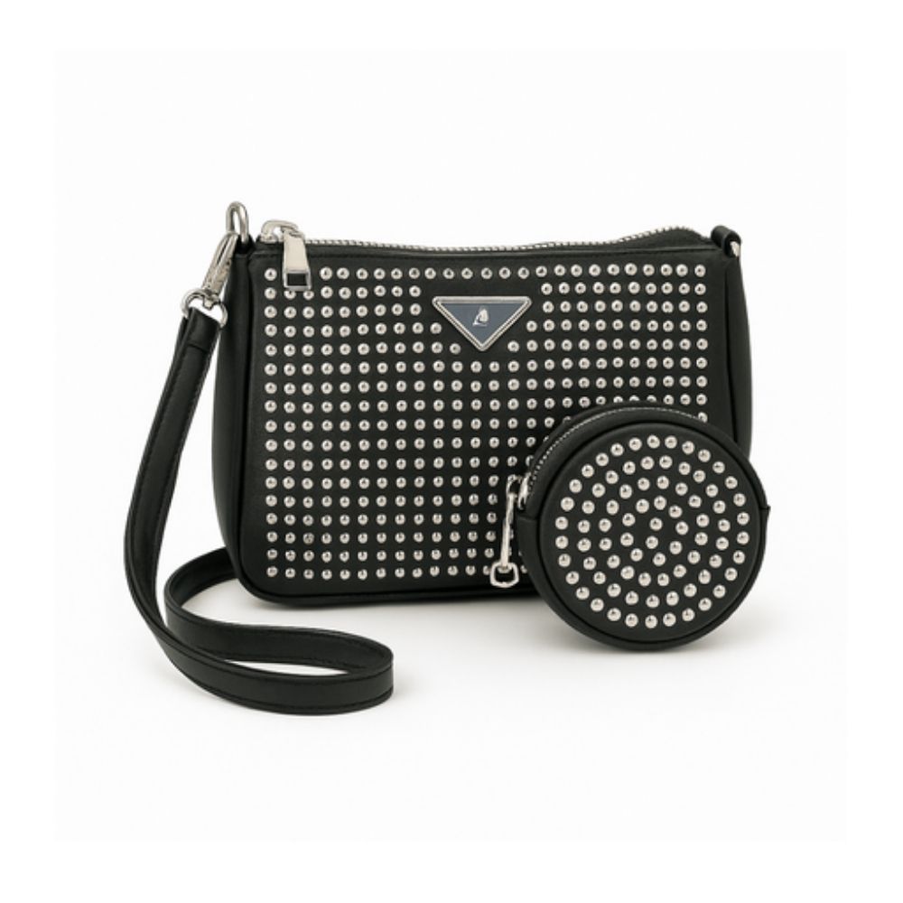 CARTERA STRASS CON MONEDERO SIMIL CUERO