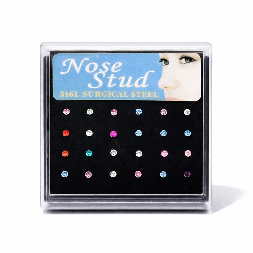 PIERCING NARIZ RECTO CAJA X24 COLORES 
