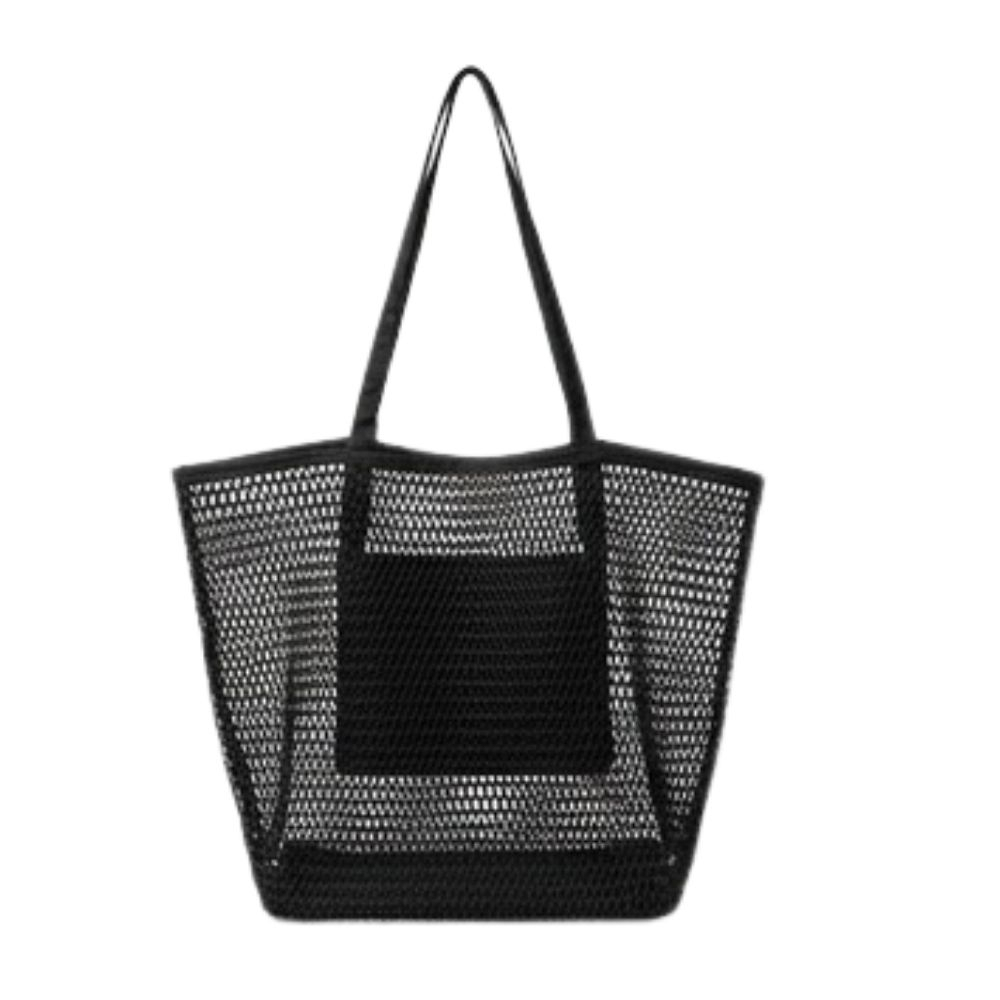 BOLSO PLAYERO TEJIDO DE RED CON BOLSILLO INTERNO