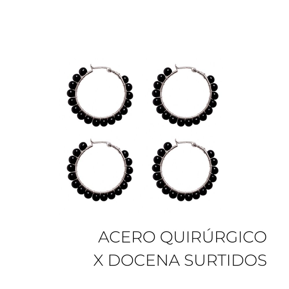 AROS ARGOLLA ACERO QUIRURGICO PIEDRAS (X12 UNIDADES)