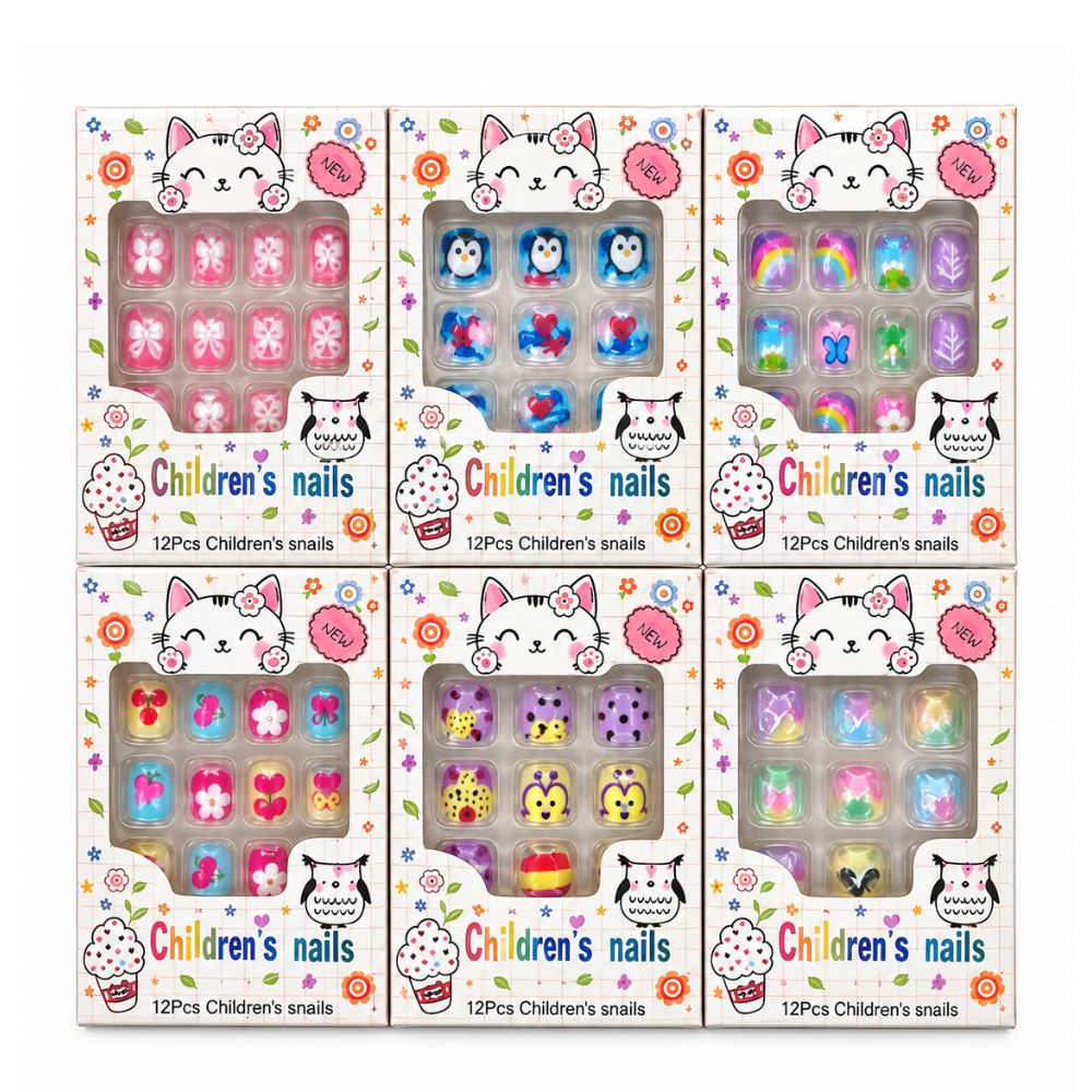 CAJA DE UÑAS POSTIZAS INFANTILES (PACK X12)