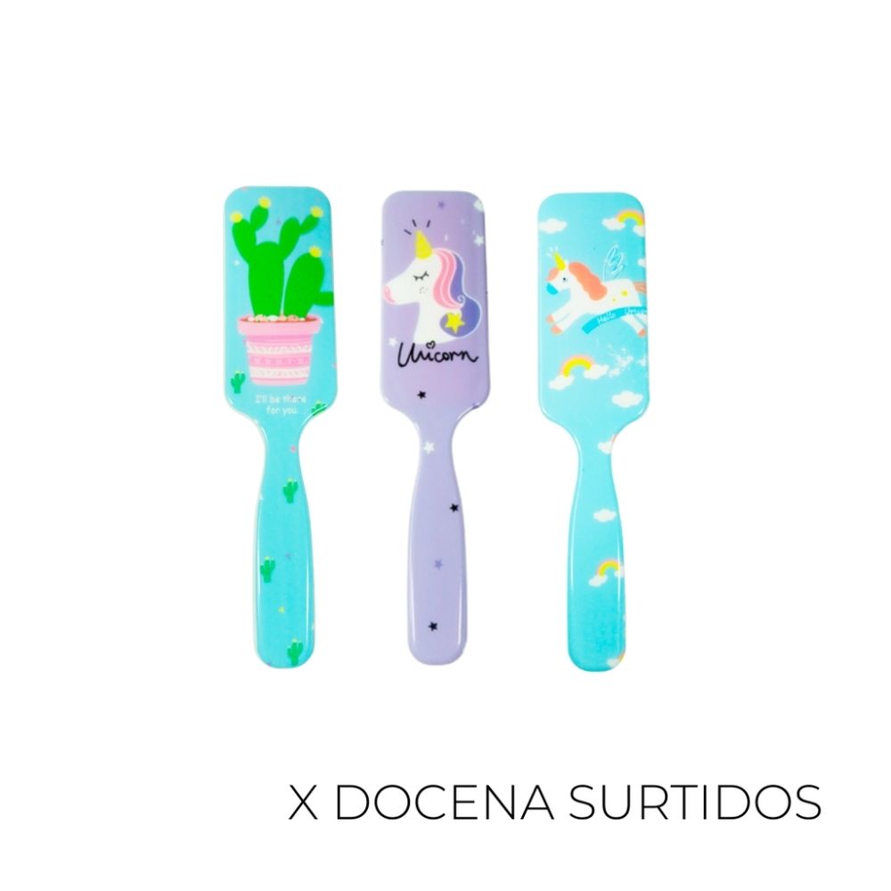 CEPILLO RECTANGULAR CON DIBUJOS (X6 UNIDADES)