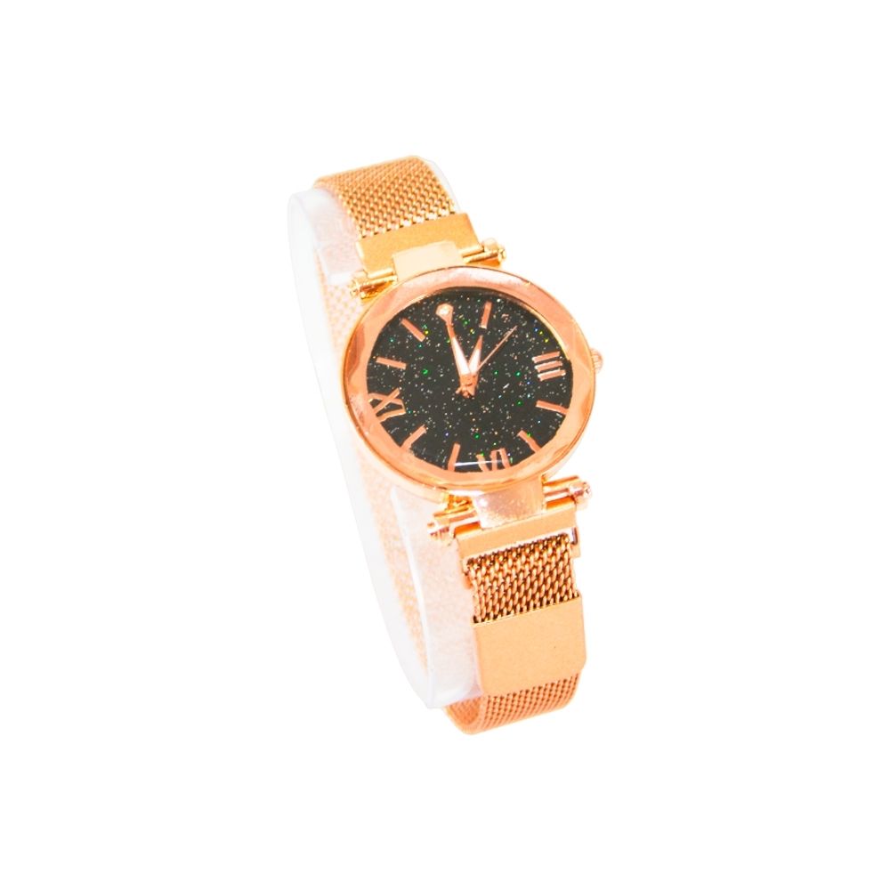 RELOJ CON BRILLO MALLA METALICA (X12 UNIDADES)
