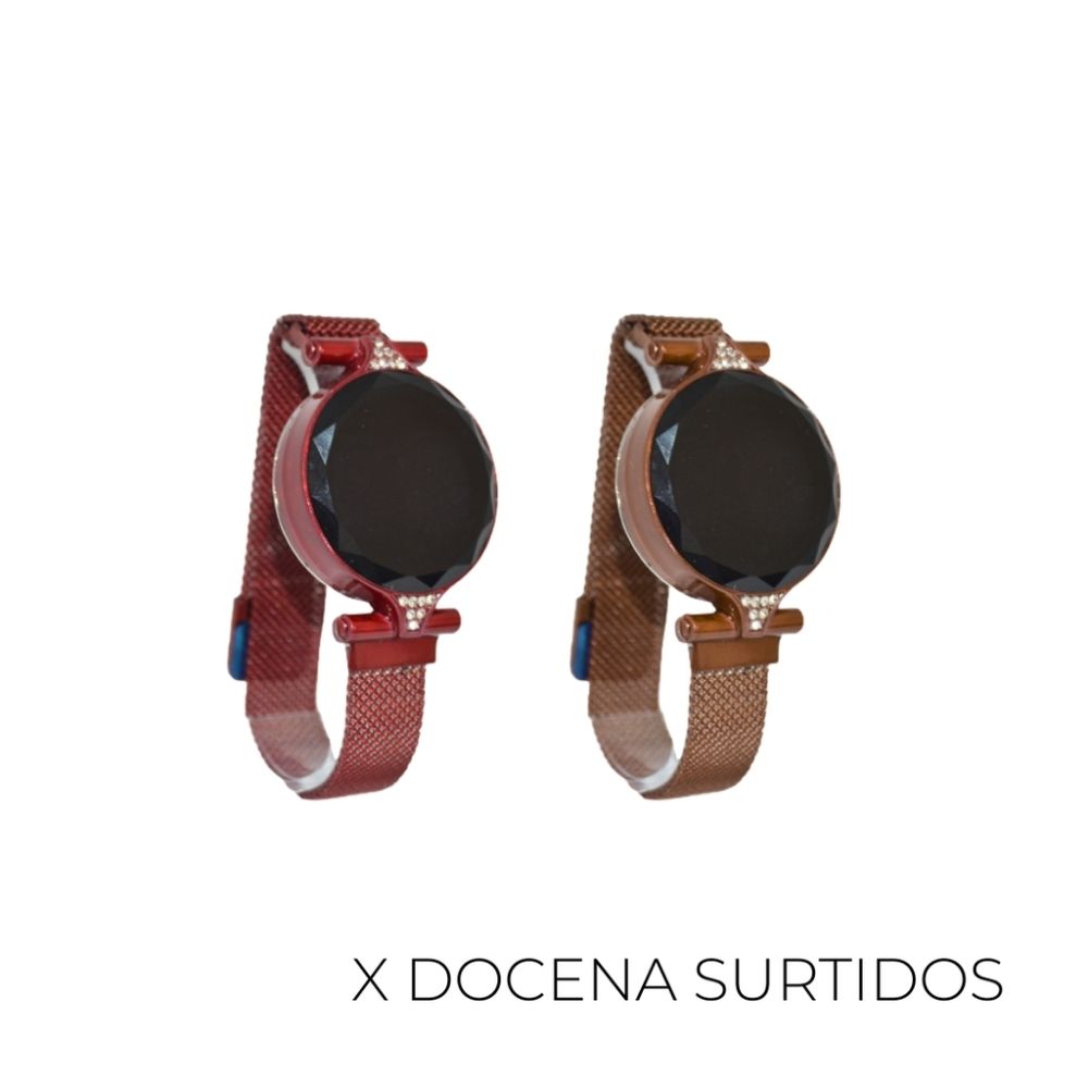 RELOJ ESPEJADO MALLA METALICA (X12 UNIDADES)
