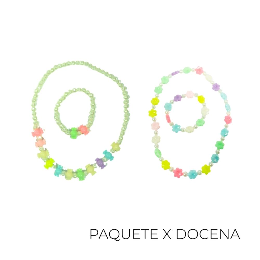 SET COLLAR MAS PULSERA CON DIJES DE FORMAS (SET X12)