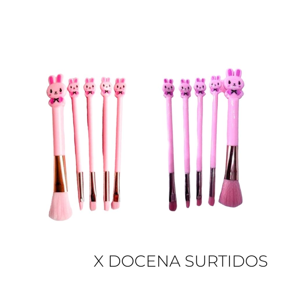 SET DE BROCHA DE MAQUILLAJE CONEJO (SET X12)