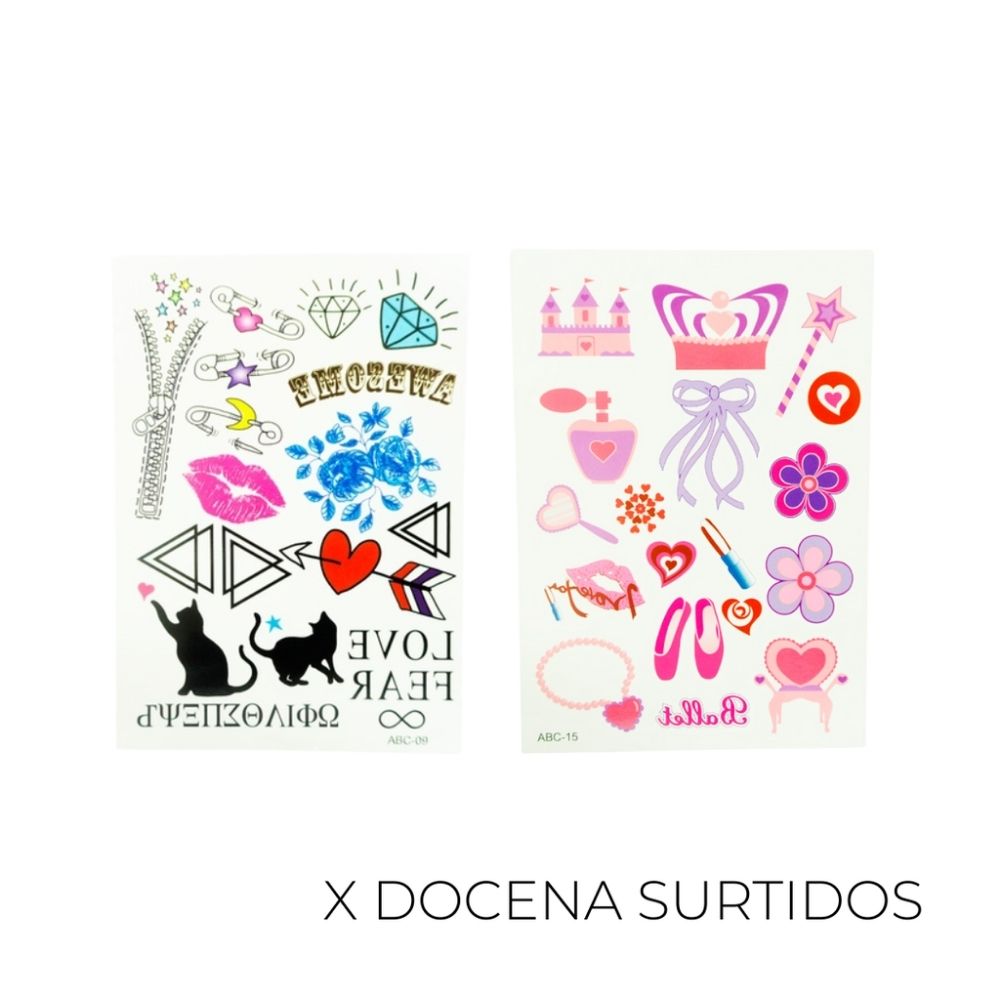 TATUAJES INFANTIL TEMPORAL (X12 UNIDADES)