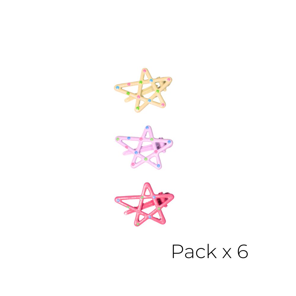 SET DE 3 PARES DE BROCHES CON FORMA DE ESTRELLA (X6 UNIDADES)